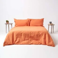 Burnt Orange Linen Fitted Sheet -Best Homeware Store 4 bl1536 burnt orange linen fitted sheet