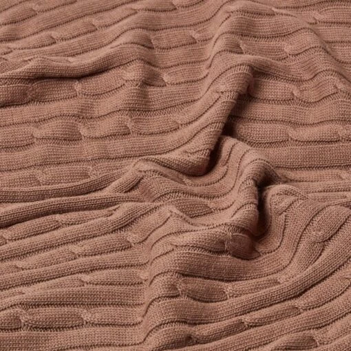 Cotton Cable Knit Throw, Chocolate -Best Homeware Store 4 sf1158 cotton cable knit throw chocolate 2