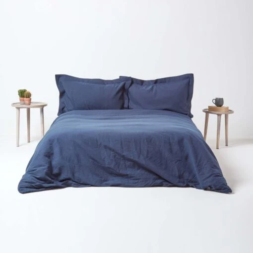 Navy Blue Linen Oxford Pillowcase, King -Best Homeware Store 5 bl1503 navy blue linen oxford pillowcase standard 1