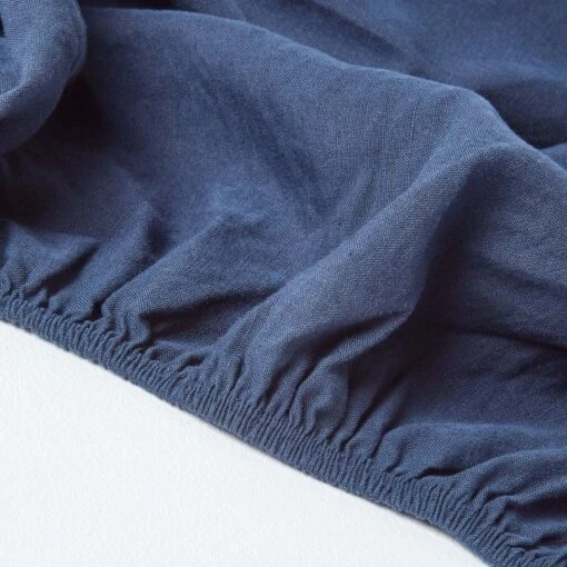 Navy Blue Linen Fitted Sheet -Best Homeware Store 5 bl1505 navy blue linen fitted sheet