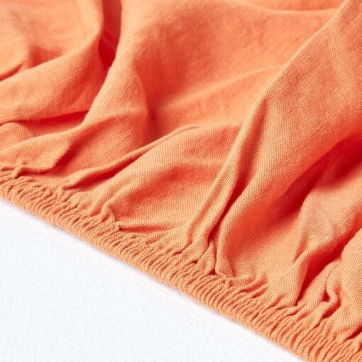 Burnt Orange Linen Fitted Sheet -Best Homeware Store 5 bl1536 burnt orange linen fitted sheet