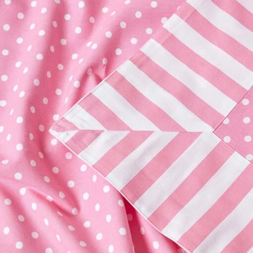 Cotton Pink Polka Dots And Stripes Sofa Throw -Best Homeware Store 5 kt1542 pink polka dots and stripes throw