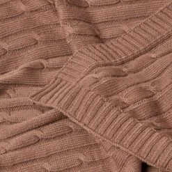 Cotton Cable Knit Throw, Chocolate -Best Homeware Store 5 sf1158 cotton cable knit throw chocolate 2