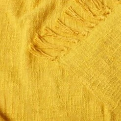 Nirvana Slub Cotton Ochre Yellow Throw -Best Homeware Store 5 sf1243 nirvana slub cotton ochre yellow throw