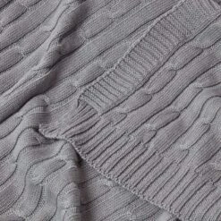 Cotton Cable Knit Grey Throw -Best Homeware Store 5 sf1377 cotton cable knit grey throw copy 30114401