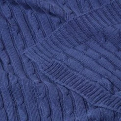 Cotton Cable Knit Navy Blue Throw -Best Homeware Store 5 sf1378 cotton cable knit throw navy blue 1