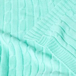 Cotton Cable Knit Pastel Green Throw -Best Homeware Store 5 sf1596 cotton cable knit pastel green throw 3