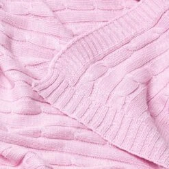 Cotton Cable Knit Pastel Pink Throw -Best Homeware Store 5 sf1597 cotton cable knit pastel pink throw 3