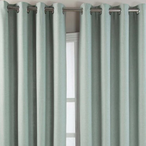 Duck Egg Blue Linen Eyelet Lined Curtain Pair -Best Homeware Store 50 linen eyelet curtain 46 x 72 inches duck egg blue