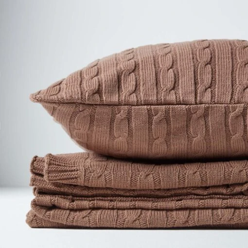 Cotton Cable Knit Throw, Chocolate -Best Homeware Store 6 sf1158 cotton cable knit throw chocolate 2