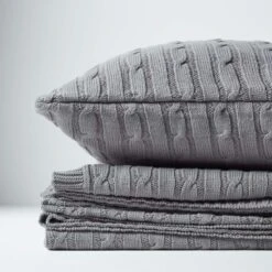 Cotton Cable Knit Grey Throw -Best Homeware Store 6 sf1377 cotton cable knit grey throw