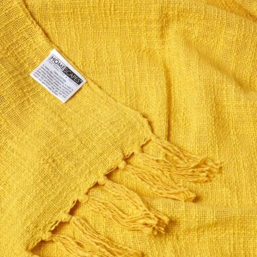 Nirvana Slub Cotton Ochre Yellow Throw -Best Homeware Store 8 sf1243 nirvana slub cotton ochre yellow throw