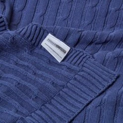 Cotton Cable Knit Navy Blue Throw -Best Homeware Store 8 sf1378 cotton cable knit throw navy blue 1