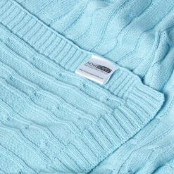 Cotton Cable Knit Pastel Blue Throw -Best Homeware Store 8 sf1595 cotton cable knit pastel blue throw 3