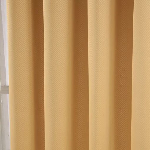 Yellow Herringbone Chevron Blackout Thermal Curtains Pair Eyelet Style -Best Homeware Store 94 embossed eyelet curtain 46 x 72 inches mustard yellow