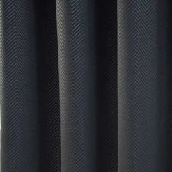 Black Herringbone Chevron Blackout Thermal Curtains Pair Eyelet Style -Best Homeware Store Black Herringbone Chevron Blackout Thermal Curtains Pair Eyelet Style 3