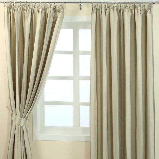 Cream Jacquard Curtain Modern Striped Design Fully Lined With Tie Backs -Best Homeware Store Cream Jacquard Curtain Modern Striped Design Fully Lined 1