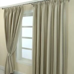 Cream Jacquard Curtain Modern Striped Design Fully Lined With Tie Backs -Best Homeware Store Cream Jacquard Curtain Modern Striped Design Fully Lined 3