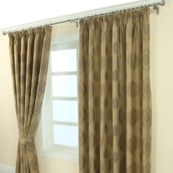 Gold Jacquard Curtain Modern Curve Design Fully Lined -Best Homeware Store Marbbela Collection Curtains Gold2