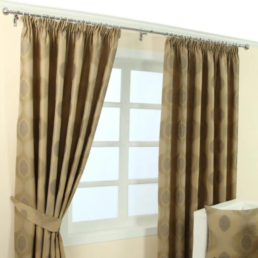 Gold Jacquard Curtain Modern Curve Design Fully Lined -Best Homeware Store Marbbela Collection Curtains Gold3