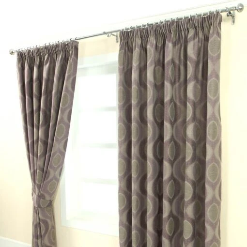 Purple Jacquard Curtain Modern Curve Design Fully Lined -Best Homeware Store Marbbela Collection Curtains Mauve2