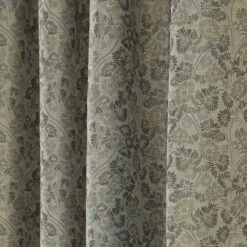 Grey Jacquard Curtain Vintage Floral Design Fully Lined -Best Homeware Store Marbbela Collection Grey5