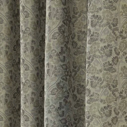 Grey Jacquard Curtain Vintage Floral Design Fully Lined -Best Homeware Store Marbbela Collection Grey5