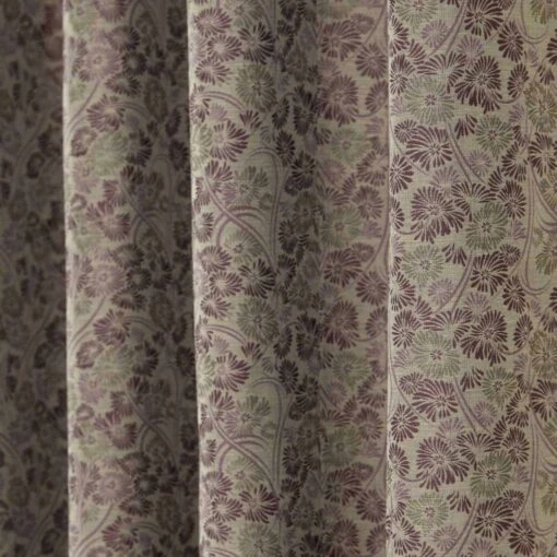 Purple Jacquard Curtain Vintage Floral Design Fully Lined -Best Homeware Store Marbbela Collection Mauve5