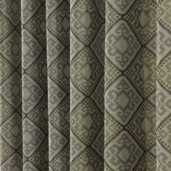 Grey Jacquard Curtain Abstract Aztec Design Fully Lined -Best Homeware Store Marbbela Curtains Collection Grey Color5