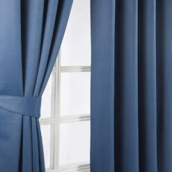 New Products -Best Homeware Store Navy Blue Herringbone Chevron Blackout Thermal Curtains Eyelet Style 2