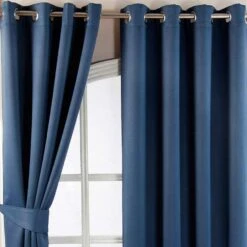 Navy Blue Herringbone Chevron Blackout Thermal Curtains Eyelet Style -Best Homeware Store Navy Blue Herringbone Chevron Blackout Thermal Curtains Eyelet Style