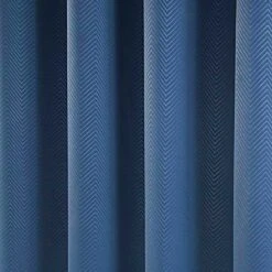 Navy Blue Herringbone Chevron Blackout Thermal Curtains Eyelet Style -Best Homeware Store Navy Blue Herringbone Chevron Blackout Thermal Curtains Eyelet Style 3