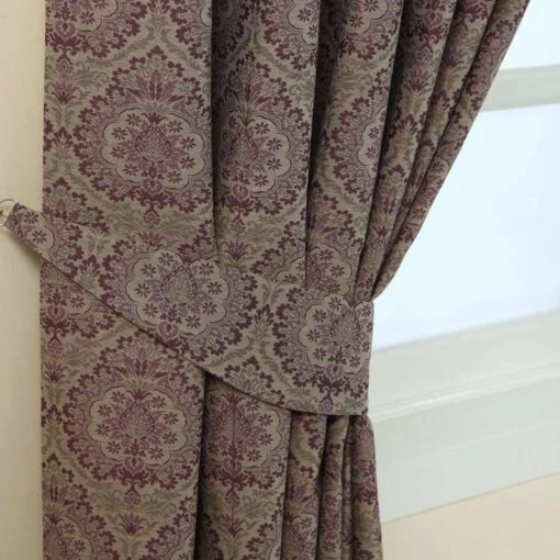 Purple Jacquard Curtain Floral Damask Design Fully Lined -Best Homeware Store Purple Jacquard Curtain Floral Damask Design Fully Lined 3