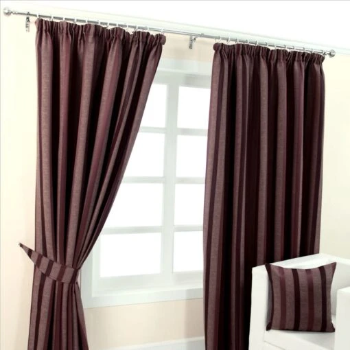 Purple Jacquard Pencil Pleat Striped Curtain Fully Lined -Best Homeware Store Purple Jacquard Curtain Modern Striped Design Fully Lined 4