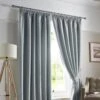 Sky Blue Plain Blackout Curtains Fully Lined Pencil Pleat With Tie Backs, 46 X 90" Drop -Best Homeware Store Sky Blue Plain Curtains 3