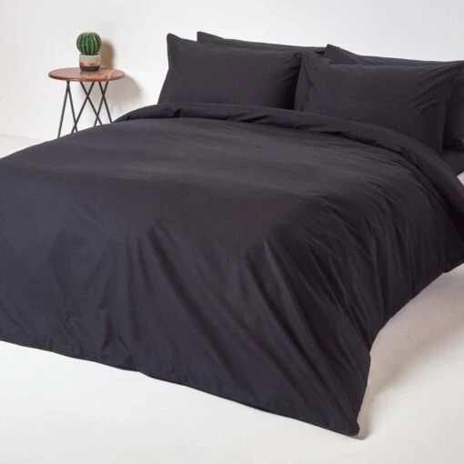 Black Egyptian Cotton Duvet Cover With Pillowcases 200 Thread Count -Best Homeware Store bl1128 02