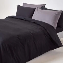 Black Egyptian Cotton Duvet Cover With Pillowcases 200 Thread Count -Best Homeware Store bl1128 06