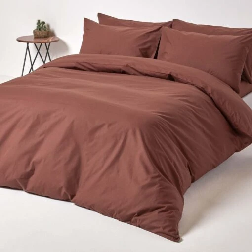 Chocolate Egyptian Cotton Duvet Cover With Pillowcases 200 Thread Count -Best Homeware Store bl1130 02