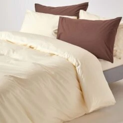 Cream Egyptian Cotton Duvet Cover With Pillowcases 200 Thread Count -Best Homeware Store bl1131 06