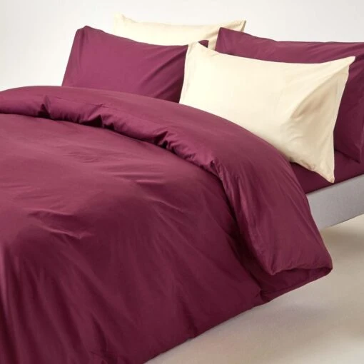 Plum Egyptian Cotton Duvet Cover With Pillowcases 200 Thread Count -Best Homeware Store bl1133 06