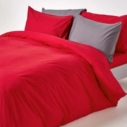 Red Egyptian Cotton Duvet Cover With Pillowcases 200 Thread Count -Best Homeware Store bl1134 06 3 2