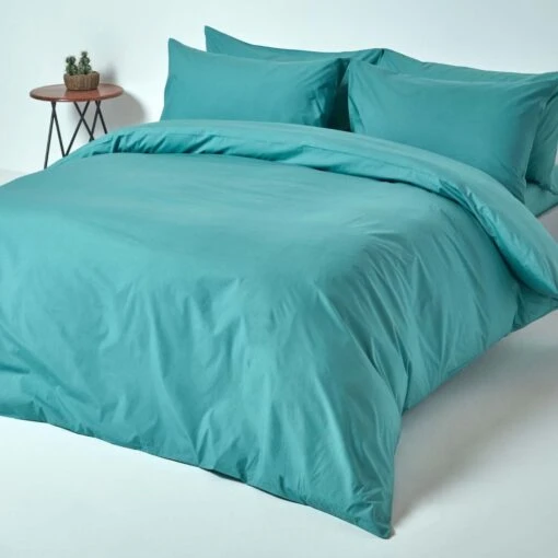 Teal Egyptian Cotton Duvet Cover With Pillowcases 200 Thread Count -Best Homeware Store bl1135 02 1 3