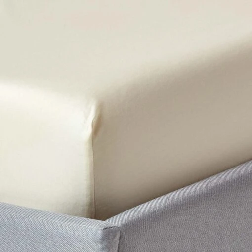 Cream Organic Cotton Deep Fitted Sheet 18 Inch 400 TC -Best Homeware Store bl1201 01 9