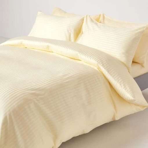 Pastel Yellow Egyptian Cotton Satin Stripe Fitted Sheet 330 Thread Count -Best Homeware Store bl1207 04 8