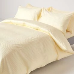 Pastel Yellow Egyptian Cotton Satin Stripe Flat Sheet 330 Thread Count -Best Homeware Store bl1208 03