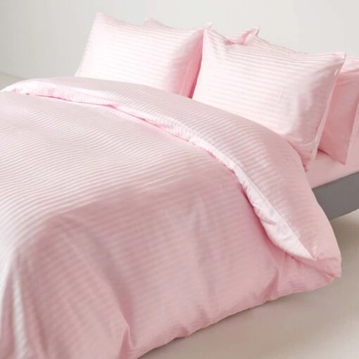 Pink Egyptian Cotton Satin Stripe Flat Sheet 330 Thread Count -Best Homeware Store bl1213 03