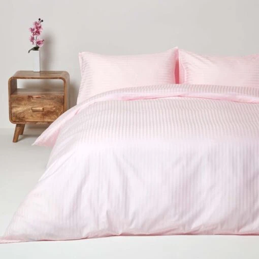 Pink Egyptian Cotton Stripe Duvet Cover And Pillowcases 330 TC -Best Homeware Store bl1214 02 4 1