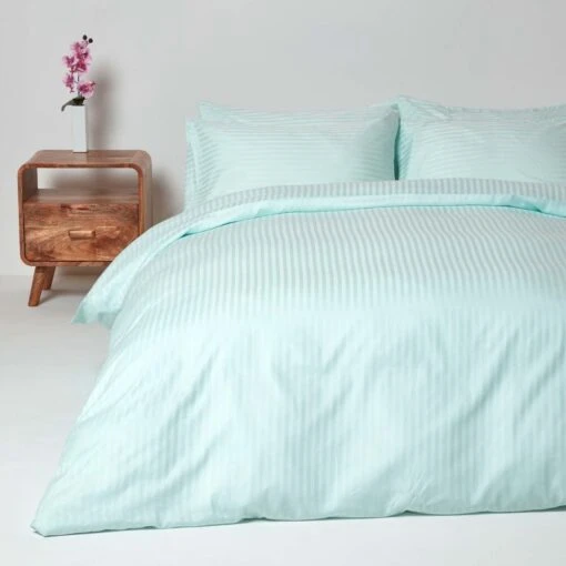 Blue Egyptian Cotton Stripe Duvet Cover And Pillowcases 330 TC -Best Homeware Store bl1219 02