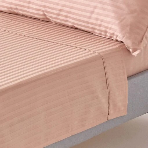 Taupe Beige Egyptian Cotton Satin Stripe Flat Sheet 330 Thread Count -Best Homeware Store bl1228 01