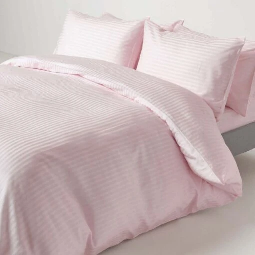 Dusky Pink Violet Egyptian Cotton Satin Stripe Flat Sheet 330 Thread Count -Best Homeware Store bl1233 03